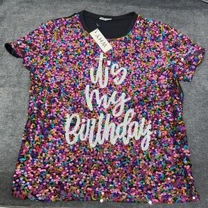 WHXY Pink Sequin Birthday Tunic Top